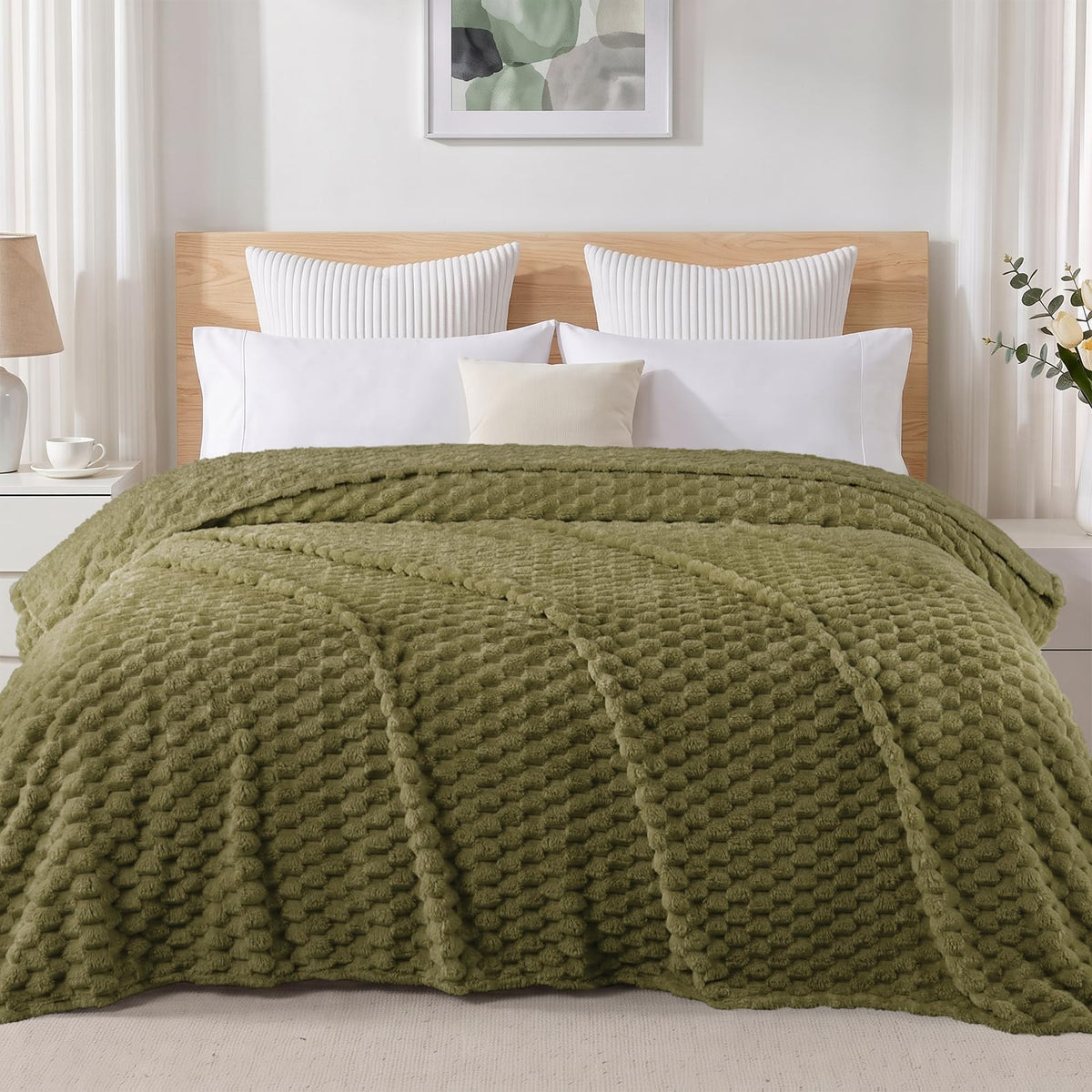 Exclusivo Mezcla 3D Fleece King Size Blanket for Bed, Burnt Orange