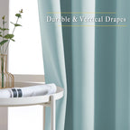 NICETOWN Sky Blue Curtains for Kids Room - Triple Weave Microfiber Home Thermal Insulated Solid Ring Top Blackout Panels/Drapes for Bedroom(Sky Blue, Set of 2, 52 x 95 Inch)