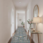 Hallway 3x10 Washable Runner Rug: Kitchen Rugs Entryway Area Rugs Vintage Soft Floor Mat Non Slip Indoor Farmhouse Carpet for Bathroom Living Room Bedroom Printed Rug for Family(3x10 Floral/Blue)