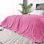 BEDELITE 3D Ribbed Jacquard Hot Pink King Size Blanket for Bed, 108x90 Inch