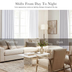 PONY DANCE 50% Light Filtering Curtains 84 inch Long, Back Tab & Rod Pocket Nursery Room Darkening Curtains for Bedroom and Living Room Decoration, 42 Inches Wide, 2 Panels Set, Pure White