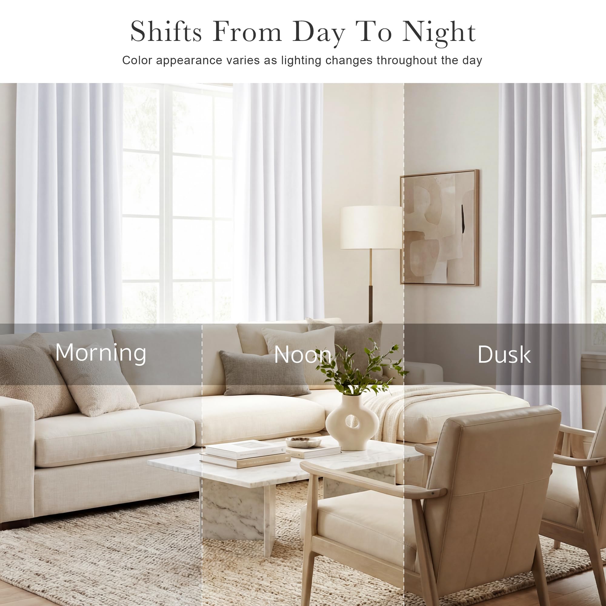 PONY DANCE 50% Light Filtering Curtains 84 inch Long, Back Tab & Rod Pocket Nursery Room Darkening Curtains for Bedroom and Living Room Decoration, 42 Inches Wide, 2 Panels Set, Pure White