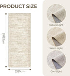 2x5 Rug Runner Washable for Entryway, Soft Bathroom Rugs with Non-Slip Backing, Abstract Low Pile Hallway Runner, Vintage Small Kitchen Carpet for Stair, Laundry Room(2'x5', Beige/Ivory)