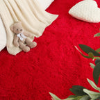 LOCHAS 2x3 Area Rugs Fluffy Living Room Carpets for Kids Bedroom, Red