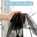 OWENIE Sheer Curtains Living Room 54 inches Long, Rod Pocket Curtain Sheers Bedroom, Light Filtering Voile Panels Drapes Small Window Treatments 2 Panels, 42" W x 54" L, Black
