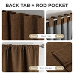 Joydeco Blackout Curtains for Bedroom - 120 Inch Long 100% Light Blocking 2 Panels Cappuccino Drapes, Thermal Insulated Room Darkening Curtains, Linen Textured for Living Room, Rod Pocket & Back Tabs