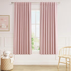 Guken 100% Blackout Linen Curtains 63 Inch 2 Panels Set for Girl's Bedroom, Living Room, Nursery, Back Tab Thermal Insulated Black Out Drapes Room Darkening, Pink