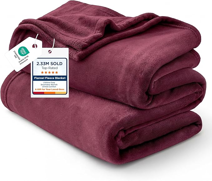 Bedsure GentleSoft Fleece Blanket Twin Size Burgundy - 300GSM Lightweight Plush Fuzzy Cozy Soft Warm Blanket for Bed, Sofa, Couch, Travel, Camping, 60x80 inches