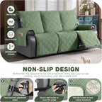 TAOCOCO 100% Waterproof Recliner Sofa Cover, Non Slip Split Couch Covers for Reclining Couches with Elastic Strap, Washable Reclining Sofa Cover Furniture Protector for Kids Pets(3 Seater, Bean Green)