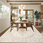 Area Rugs 9x12 Vintage Rug: Large Washable Living Room Rug Retro Medallion Distressed Soft Low Pile Non-Slip Indoor Floor Carpet for Bedroom Dining Table Office (BeigeBrown,9'x12')