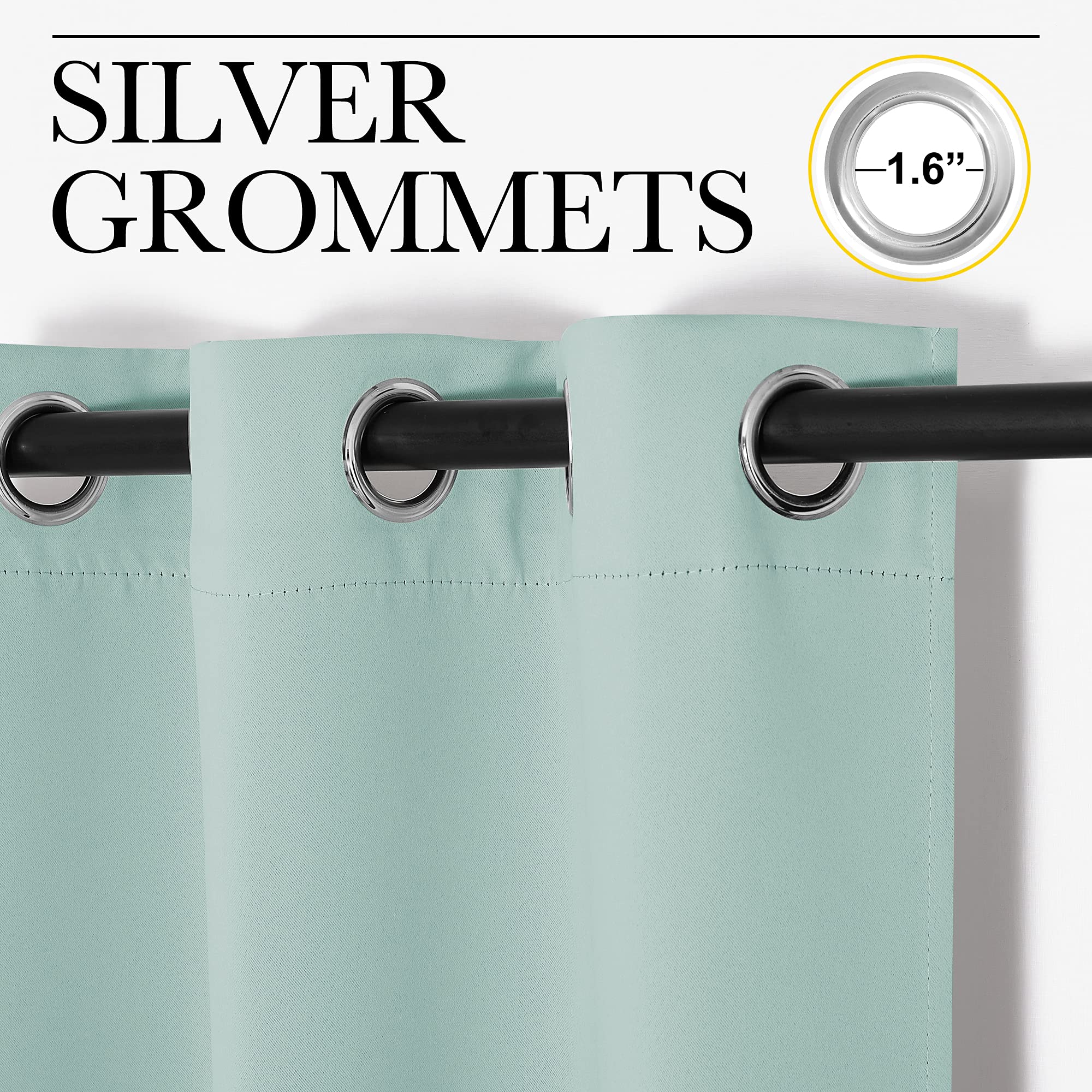 NICETOWN Thermal Insulated Solid Grommet Blackout Curtains/Drape for Living Room (Aqua, 1 Pair, 42 by 84-Inch)