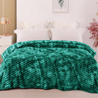 Exclusivo Mezcla 3D Fleece Twin Size Blanket for Bed, Tie-dye Teal