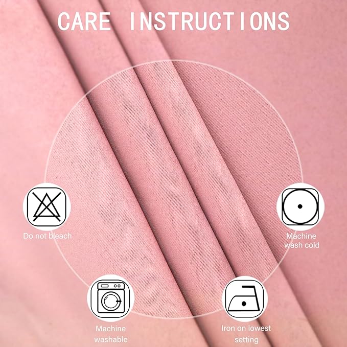 LEMOMO Pink Thermal Blackout Curtains/42 x 72 Inch/Set of 2 Panels Room Darkening Curtains for Bedroom