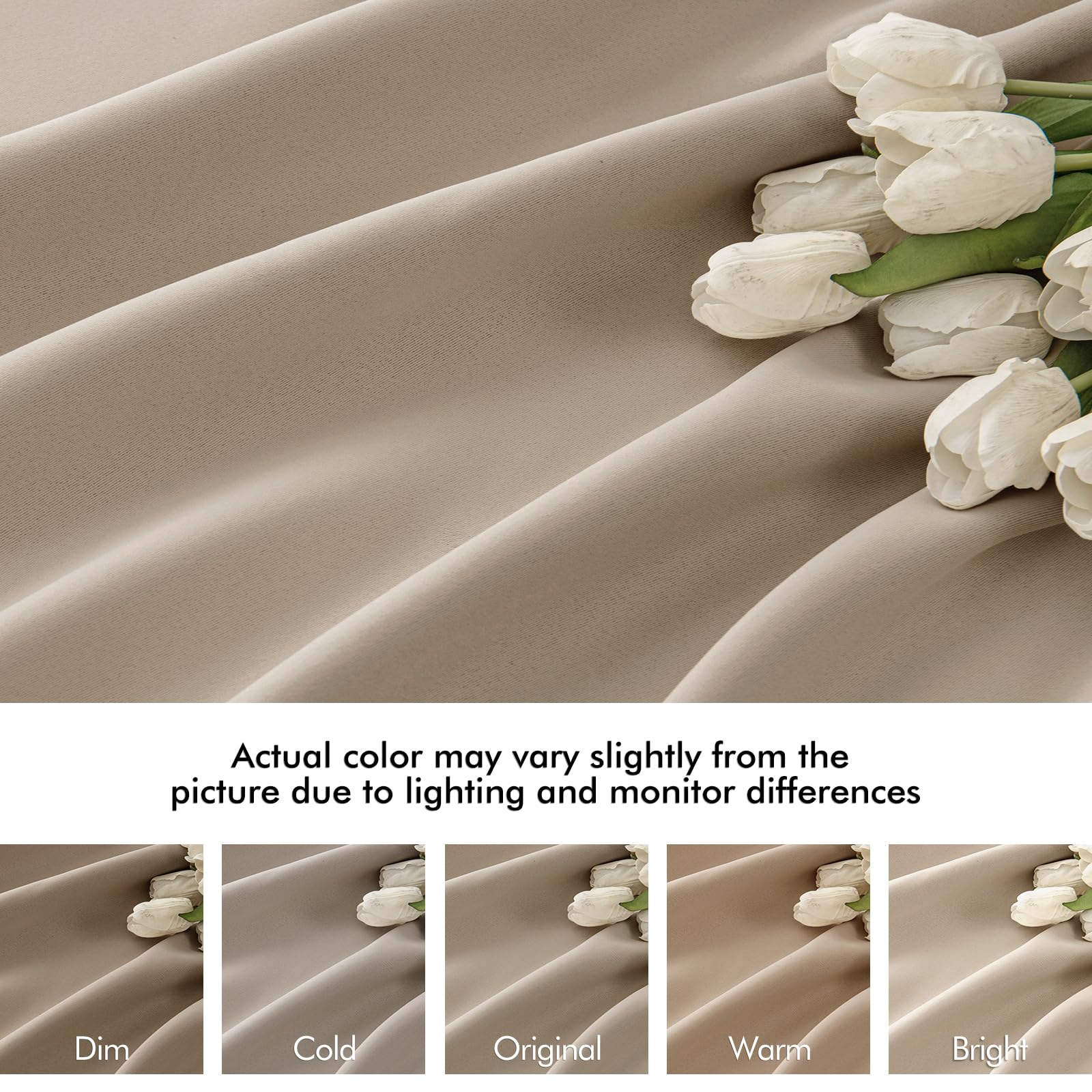 MIULEE Taupe Back Tab Blackout Curtains 52x96 Inch Long 2 Panels Set