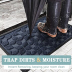 Bulijojo Sturdy Front Entrance Doormats,Durable Heavy Duty Welcome Mat,Thick Absorbent Natural Rubber Non Slip Mat,Easy Clean Entryway Mat Geometric Blue 23"x35"