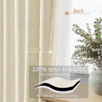 Guken 100% Blackout Curtains 108 Inch Length 2 Panels Set for Living Room Bedroom Back Tab Thermal Insulated Black Out Linen Drapes Room Darkening Window Curtains Warm Beige 52x108