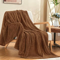inhand Dark Brown Fleece Queen Blanket for Bed, Super Soft Flannel Cozy Blankets for Adults, Lightweight Leaves Pattern Fuzzy Blanket for Office,Warm Plush Blankets for All Season, 90x90 Inches