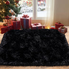 Pionblank Fluffy Small Rug for Bedroom 2x3 Feet, Shag Soft Area Rug, Black