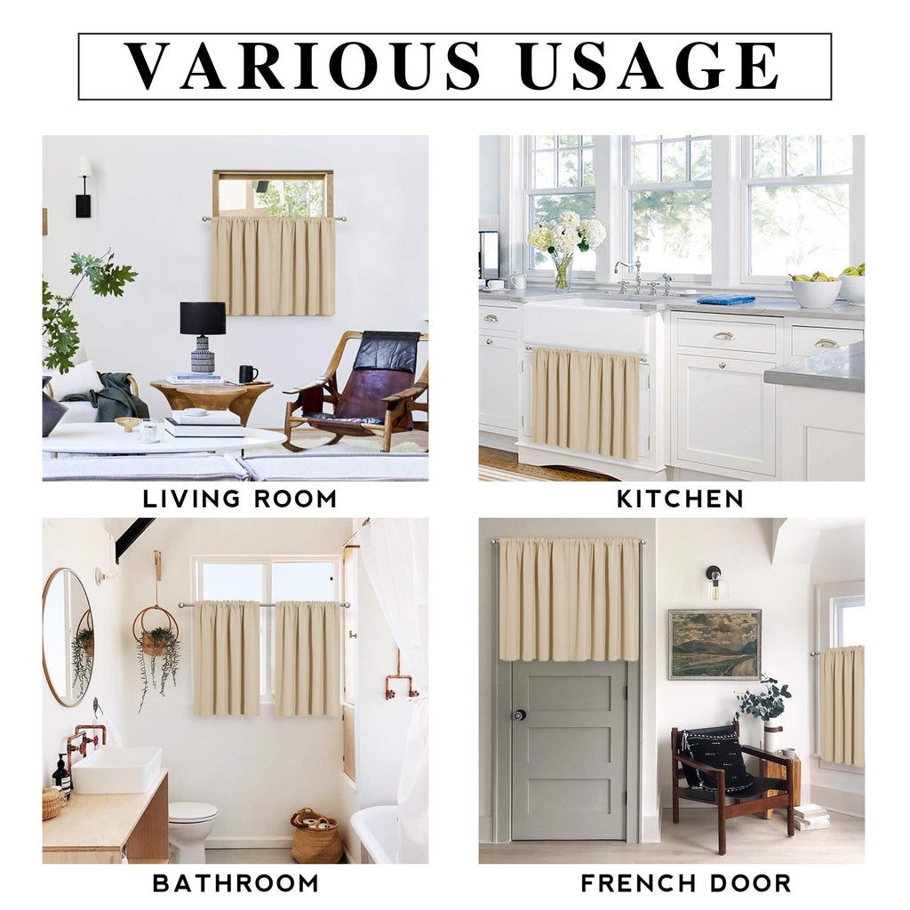 RYB HOME Short Curtains for Bedroom, Room Darkening, Rod Pocket