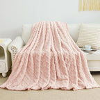 Aganear Twin Blanket - 3D Stylish Design, Lightweight Blanket Super Soft, Warm, Decorative Present for All Seasons, Portable Throw Blankets for Couch, Sofa, Bed, Car(60"×80", Pink)
