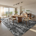 Ompaa Living Room Rug 5x7 Black Area Rug Machine Washable Boho Carpet Non Slip Abstract Vintage Indoor Large Rugs for Bedroom, Classroom, College Dorm, Farmhouse, Dining Room, Kids Playroom