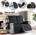 VANSOFY Waterproof Recliner Couch Covers, Sofa Covers 1-Piece Washable Reclining Sofa Cover Non-Slip Furniture Protector with Elastic Straps Pocket for Dogs, Pets(Black,2 Seater)