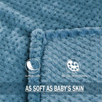 Exclusivo Mezcla Large Waffle Fleece Throw Blanket for Couch, Slate Blue