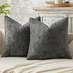 MIULEE Pack of 2 Couch Throw Pillow Covers 18x18 Inch Dark Gray Modern Boho Accent Decorative Pillow Covers Soft Polyester Farmhouse Cushion Covers for Home Decor Bed Sofa Living Room
