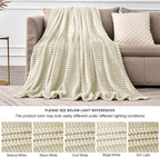 BEDELITE Fleece Blanket Queen Size – 3D Ribbed Jacquard Soft and Warm Decorative Fuzzy Blankets – Cozy, Fluffy, Plush Lightweight Throw Blankets for Couch, Bed, Sofa(Beige, 90x90 inches)