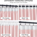 RYB HOME Pink Velvet Curtains 96 inches, Back Tab Soft Fabric Room Darkening Thermal Insulated Luxurious Home Decor Curtains for Living Room Bedroom, W 52" x L 96", 2 Panels Set