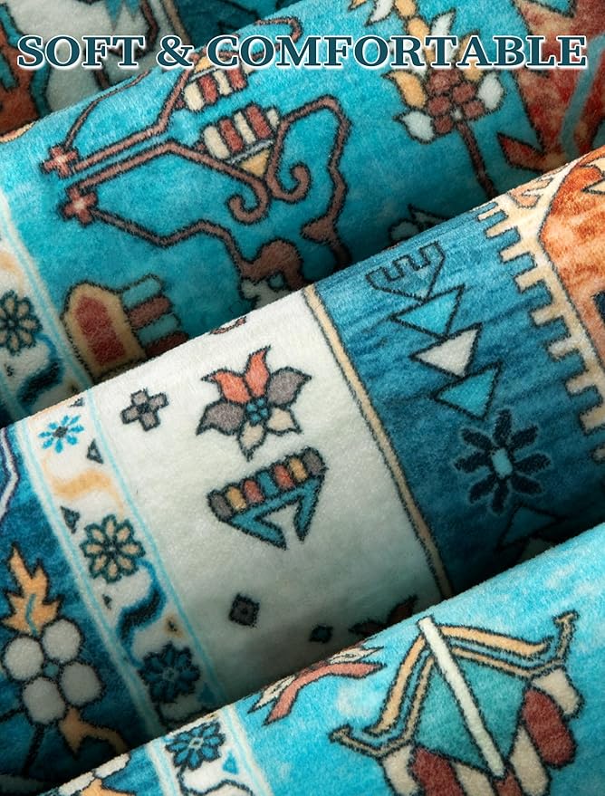 SERISSA Boho Washable Runner Rug, 2'6"x8' Rug Runner Non-Slip Vintage Blue Hallway Kitchen Runner Rug Ultra Soft Print Distressed Tribal Floor Carpet Runner for Bedroom Bathroom Laundry Room