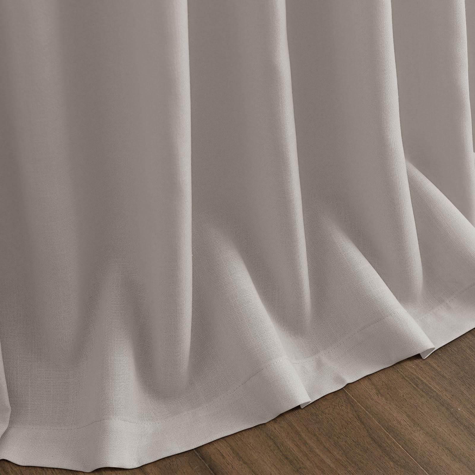 Nanspring Stone Grey Linen Curtains 84 Inch Length 2 Panels Set for Living Room Simple Modern Light Filtering Semi Sheer Curtain Back Tab and Rod Pocket Neutral Luxury Drapes for Bedroom Office 52x84