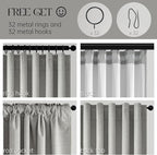 Grey Linen Blackout Curtains 95 Inch Long 2 Panels Back Tab Thermal Insulated Light Blocking Curtain for Living Room 100% Black Out Drape for Bedroom Neutral Rustic Farmhouse 52x95 Length Frost Grey