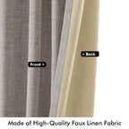 MIULEE 100% Blackout Linen Curtains for Bedroom 42 x 84 Inch Greige 2 Panel