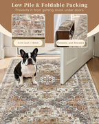 Madane 4x10 Wide Hallway Runner Rug Washable for Living Room, Turmeric/Grey