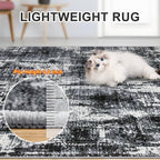 6x9 Area Rugs for Living Room - Washable Rug Modern Abstract Soft Large Neutral Non-Slip Carpet Indoor Floor Thin Carpets for Bedroom Dining Room Farmhouse Nursery Home Office Black