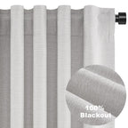 Topfinel 100% Blackout Curtains 90 Inches Long for Living Room 2 Panels Set Thick Linen Texture Energy Saving Curtain Window Coverings Hook Belt Pleated Drapes Aesthetic Bedroom(W40 xL90,Grey Beige)