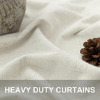 60 Inch Extra Wide Curtains for Windows 120 to 140 Blackout Linen 90 Inch Long Light Blocking Soundproof Patio Door Curtain 2 Panels Floor to Ceiling Drapes Heavy Thermal Insulated 60x90 Cream Ivory