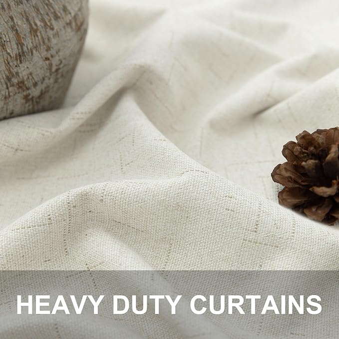 Short Blackout Curtains for Bedroom 45 Inch Length 2 Panels Faux Linen Cream Colored Cute Cottage Core Cafe Kitchen Bathroom Curtains for 42 Inch Small Window Heat Blocking Thermal Insulated Back Tab