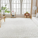 White Rabbit Plush Rug 6'x9', Fluffy Faux Fur Shaggy Area Rug for Nursery, Kids Room Decor, Soft Fuzzy Carpet for Living Room, Bedroom, Teen Girls Room