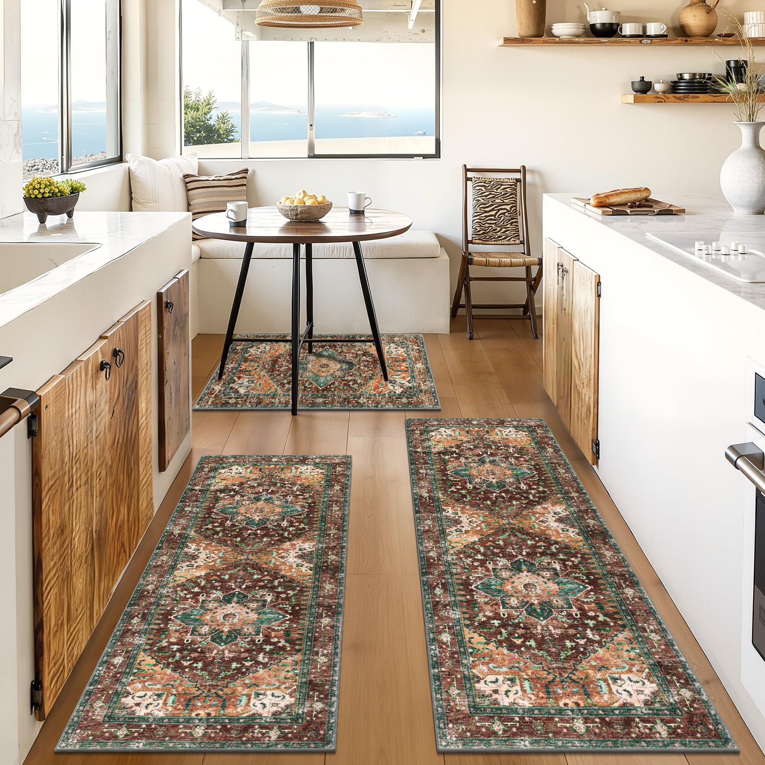 Yamaziot Washable Runner Rug Set of 3, Non-Slip Boho Hallway Kitchen Rug
