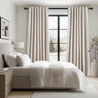 Long Curtains 108 inch Long 2 Panels,Total Blackout Curtain Wide Elegant Sunroom Completely Shaded Drapes for Sliding Door Back Tab Pleated Heading Tape with Hooks, Oatmeal Beige 52x108