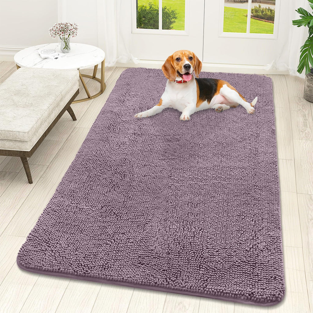 OLANLY Dog Door Mat for Muddy Paws 59x32, Super Absorbent Chenille Mud Mat