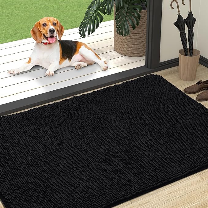 OLANLY Dog Door Mat for Muddy Paws 47x32, Super Absorbent Chenille Mud Mat