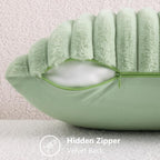 decorUhome Fall Faux Fur Throw Pillow Covers 12x20 Set of 2 Sage Green