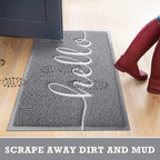 CozyBounty Door Mat Hello Mats Outdoor Indoor Non-Slip Doormat for Entryway Low-Profile Floor Mat for Yard, Garage, High Traffic Areas (30"x17.5", Grey)