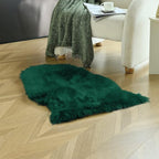 duduta Emerald Green Faux Sheepskin Throw Rug 2x3 ft, Fluffy Shag Small Bedside Dorm Rug Fur Seat Chair Covers Washable