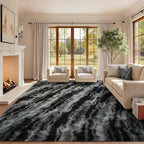 8x10 Ft Extra Large Shag Rugs for Living Room, Ultra Soft Fluffy Furry Area Rugs for Bedroom Indoor Floor, Aesthetic Carpet for Kids Home Decor (Black)