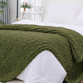 Bigacogo Chunky Knit Throw Blanket for Couch, 51x63 inches, Yellow Green