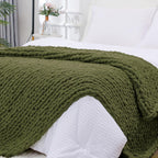 Bigacogo Chunky Knit Throw Blanket for Couch, 51x63 inches, Yellow Green